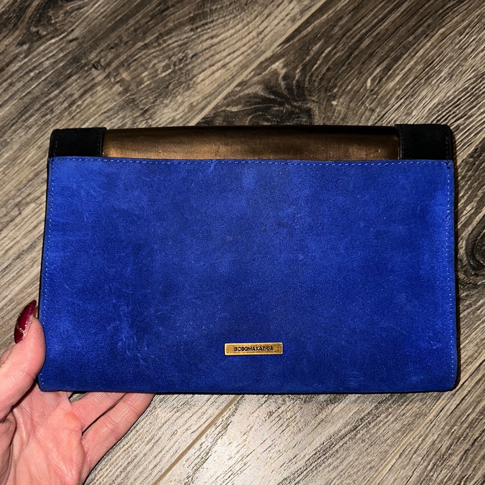BCBG maxazaria Blue and Black Clutch